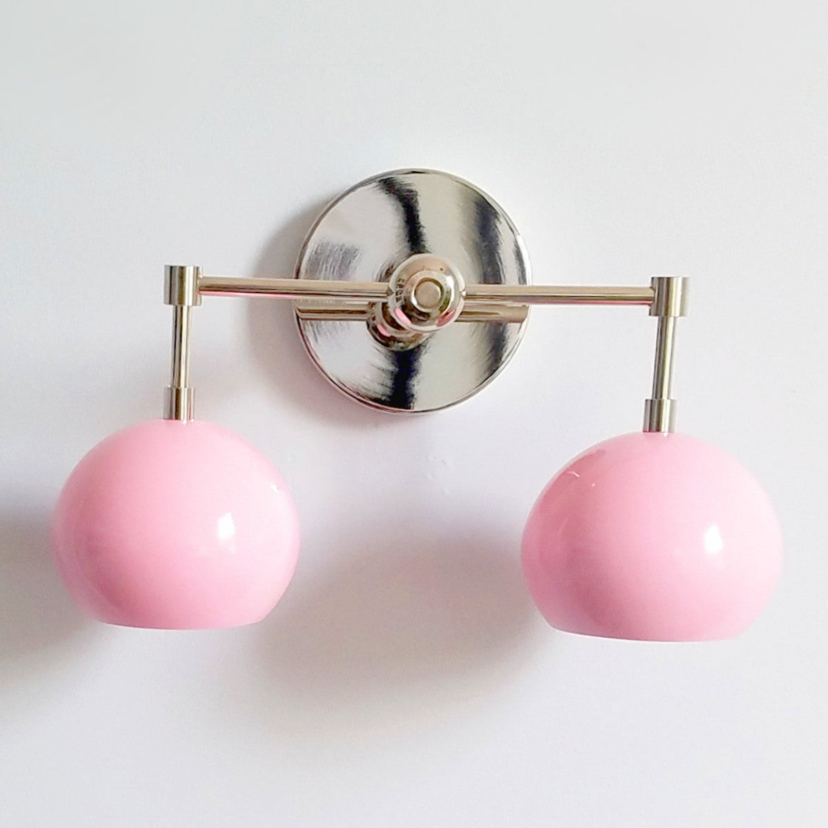 Doll Pink Wall Sconce - Double Head Globe-shaped Bath Wall Light