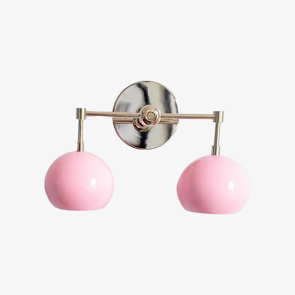 Doll Pink Wall Sconce - Double Head Globe-shaped Bath Wall Light