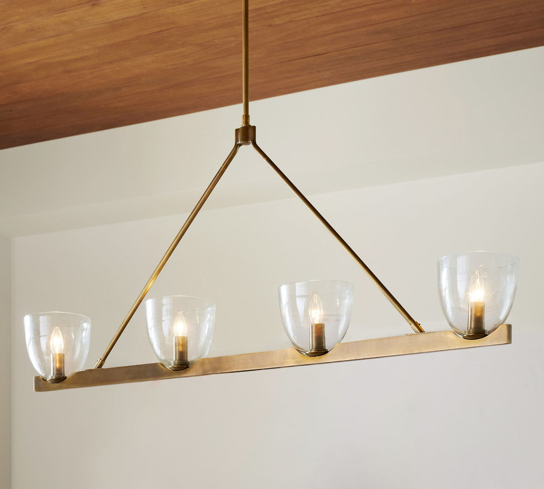 Auria Hand-blown Glass Metal Chandelier - Contemporary Brass Design