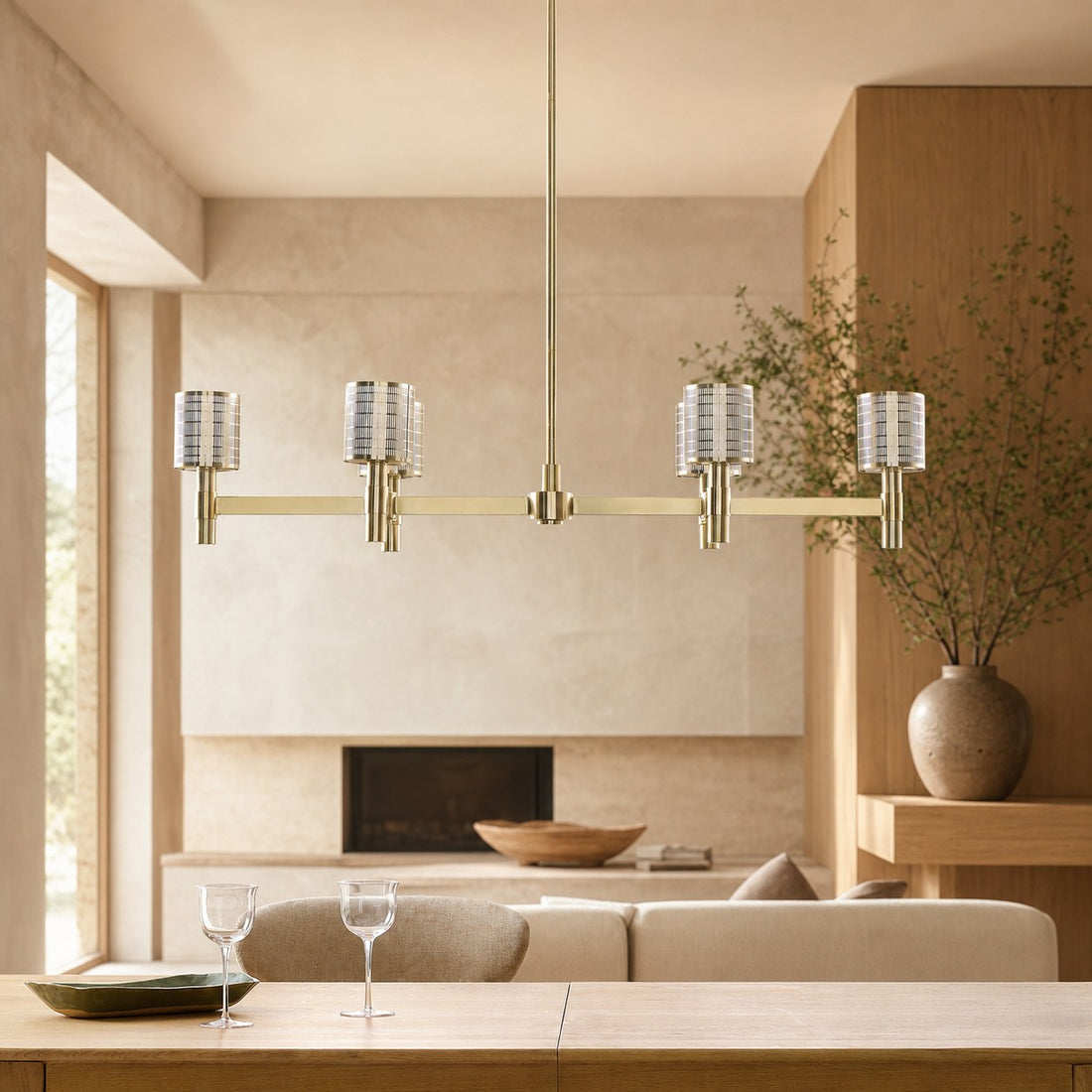 Galvia Champagne Bronze 6-Light Chandelier - Metal Adjustable