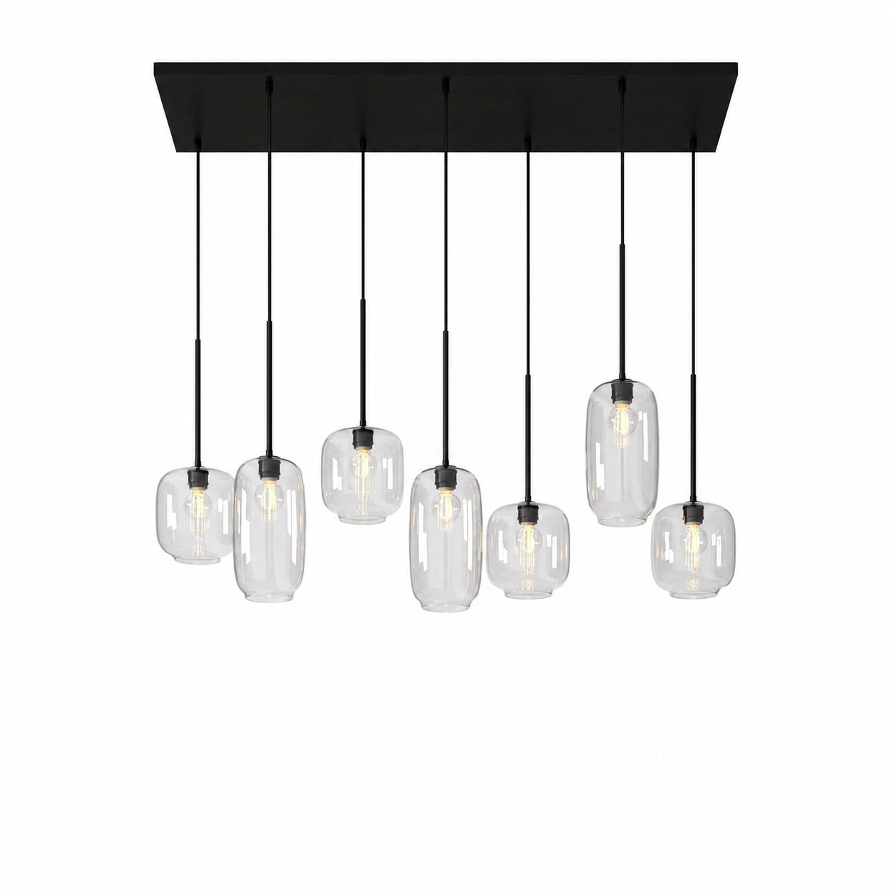 Lumivelle Sculptural 7-Light Chandelier – Adjustable Height Modern Glass Pendant