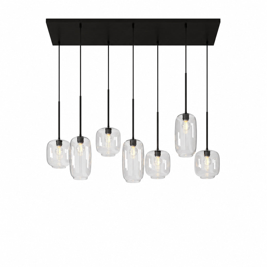 Lumivelle Sculptural 7-Light Chandelier – Adjustable Height Modern Glass Pendant