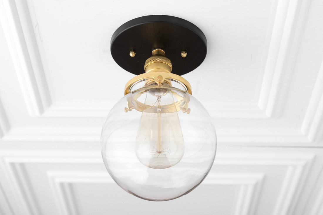Glorica Glass Retro Globe Ceiling Light - Vintage Industrial Home Lighting