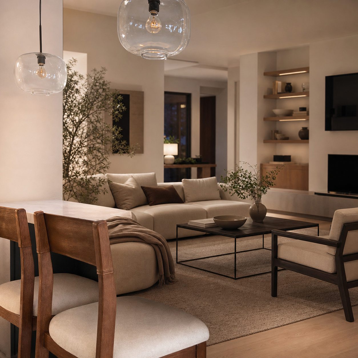 Lumivelle Pebble Pendant Light - Adjustable Glass Shade - Modern Lighting