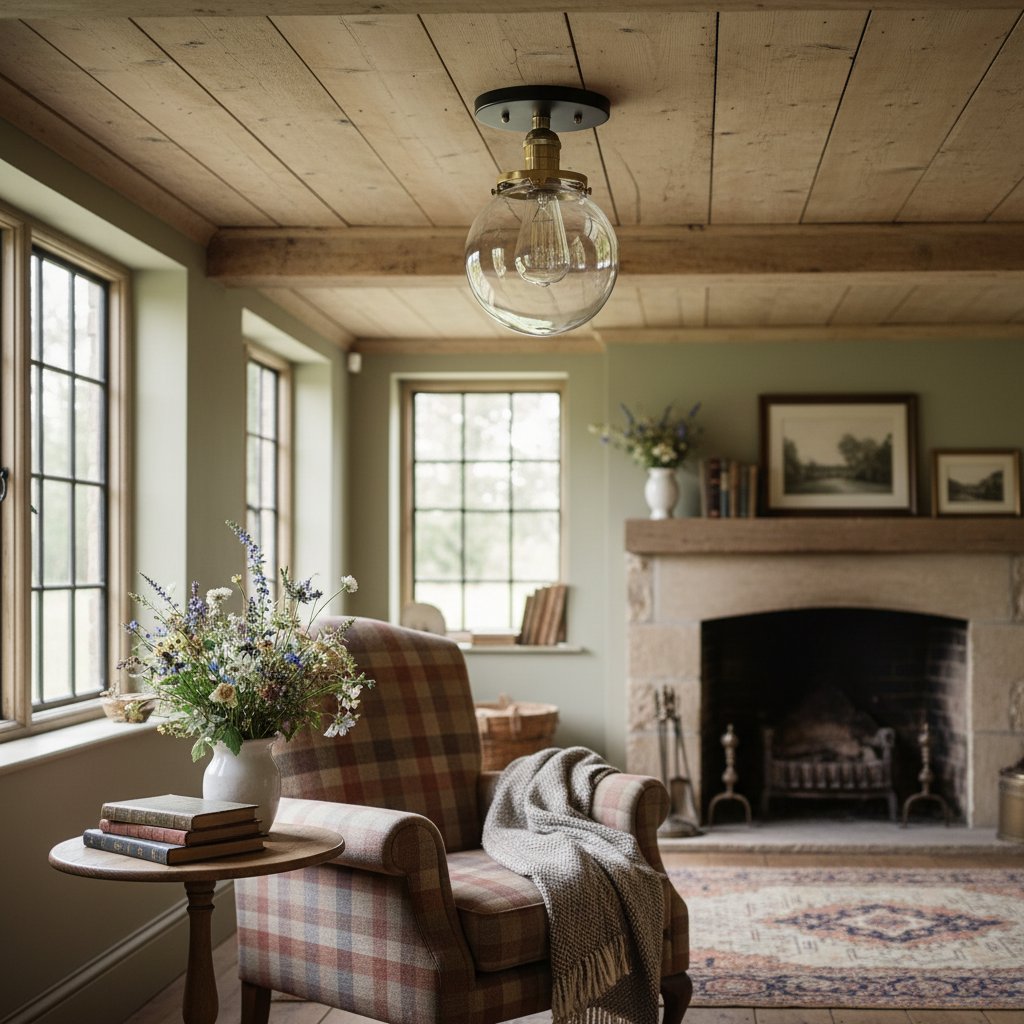 Glorica Glass Retro Globe Ceiling Light - Vintage Industrial Home Lighting