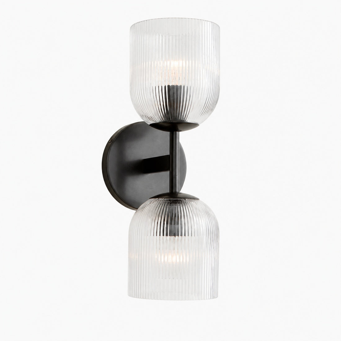 Bravira Ribbed Glass Sconce - Metal Wall Light with Clear Glass Shade