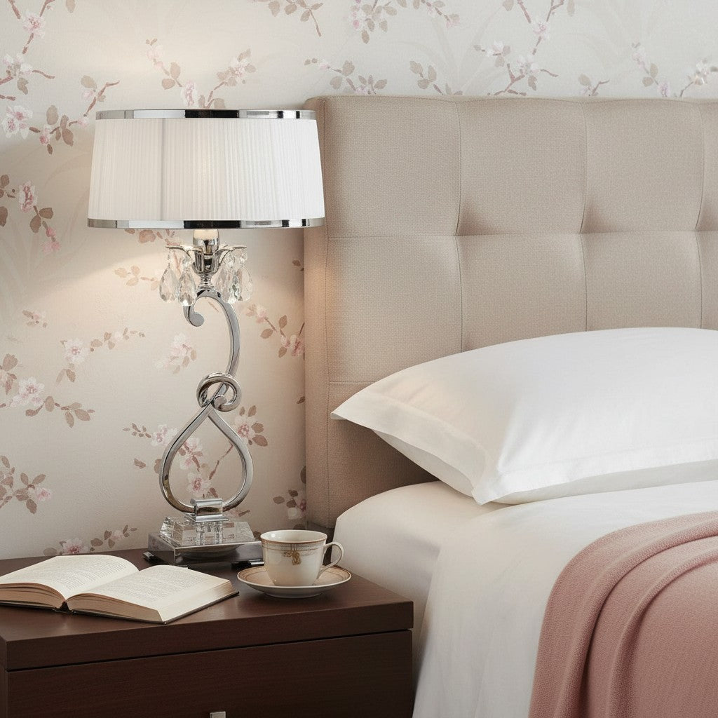 Talonis Decorative Crystal Table Lamp – Curved Metal Style for Home Interiors