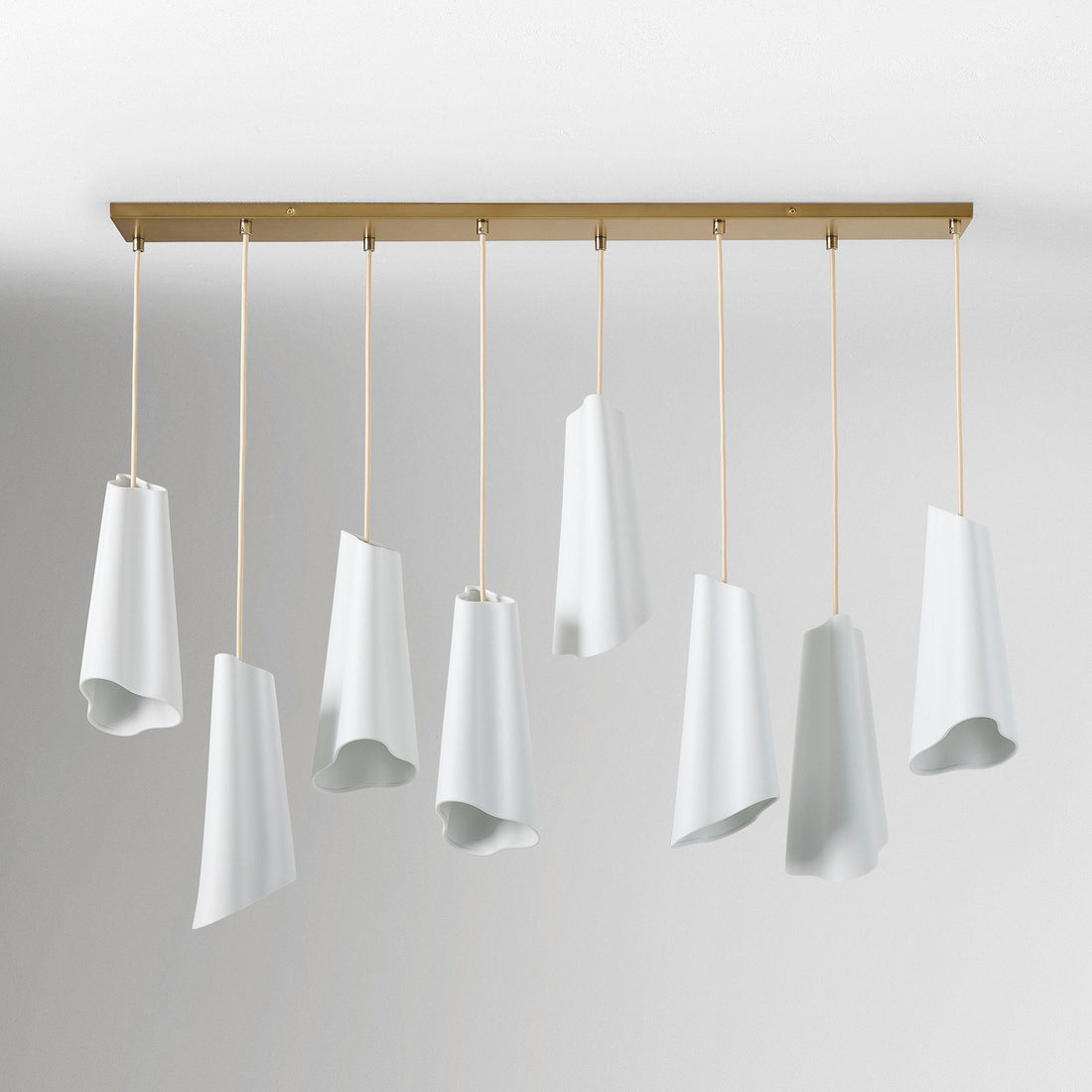Orovia Ceramic Shade Chandelier – Iron Pendant Adjustable Height Design