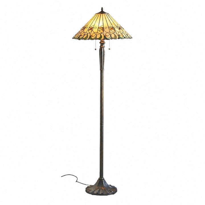 TF Jamelia Stained Glass Floor Lamp - Jewel-toned Mosaic Shade Decorative with Metal Column Finish Ideal