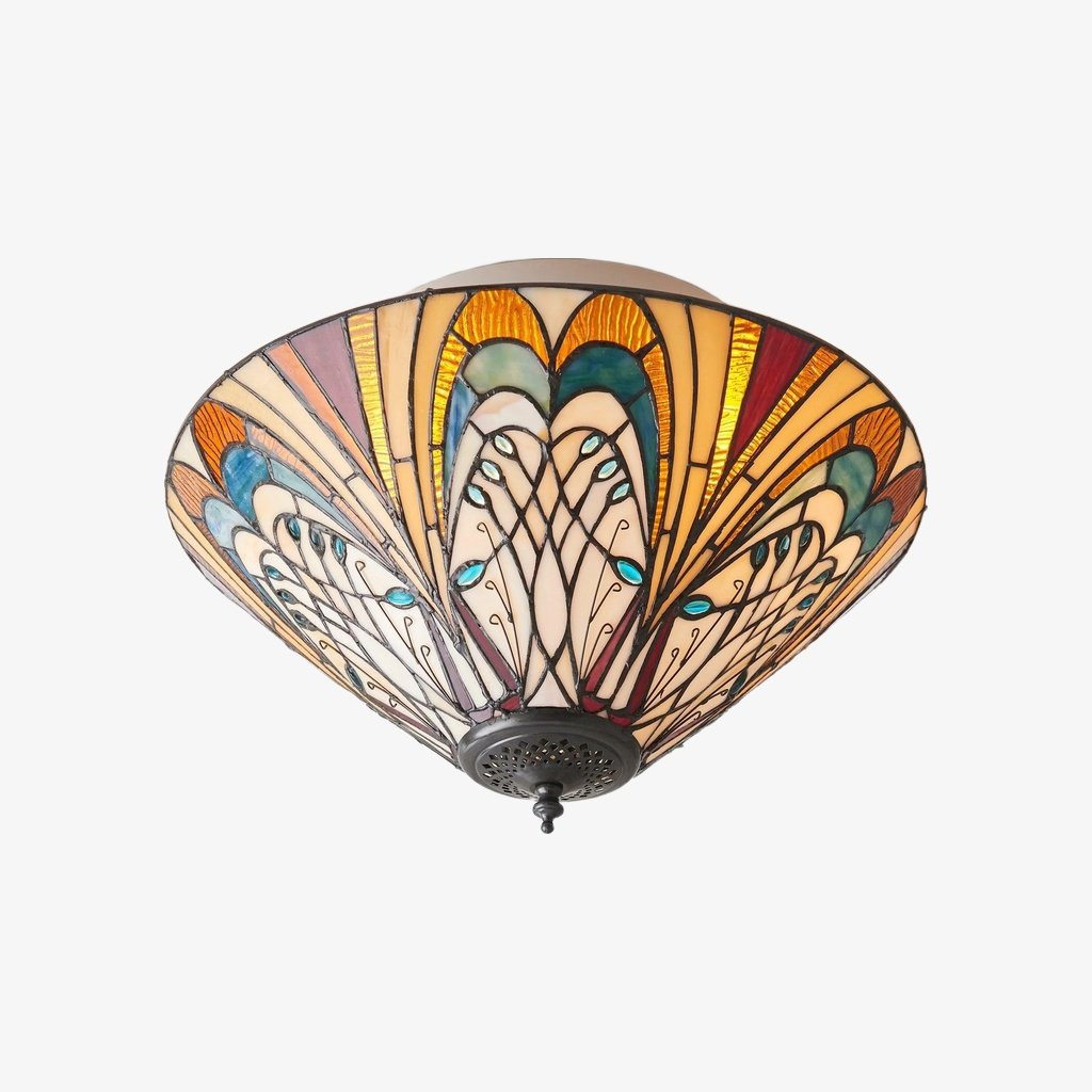 TF Hector Ceiling Light – Handcrafted Stained Glass Design Semi‑Flush or Pendant Fixture for Home