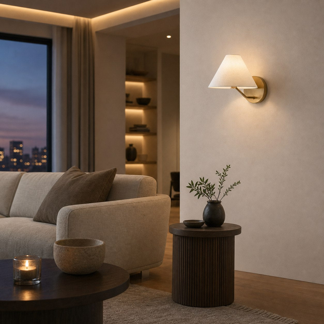 Classic Inspired Wall Sconce with Soft Glow Fabric Shade for Indoor Spaces