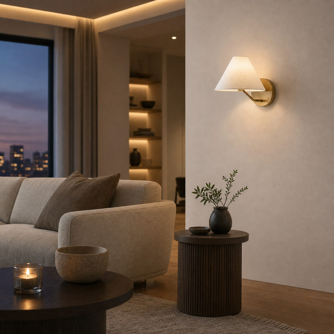 Classic Inspired Wall Sconce with Soft Glow Fabric Shade for Indoor Spaces
