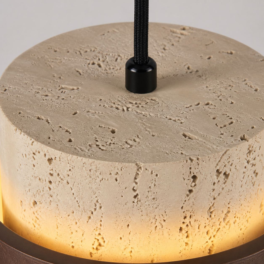 Stonel Contemporary Travertine Cylinder Pendant Lamp with Wood Frame U14