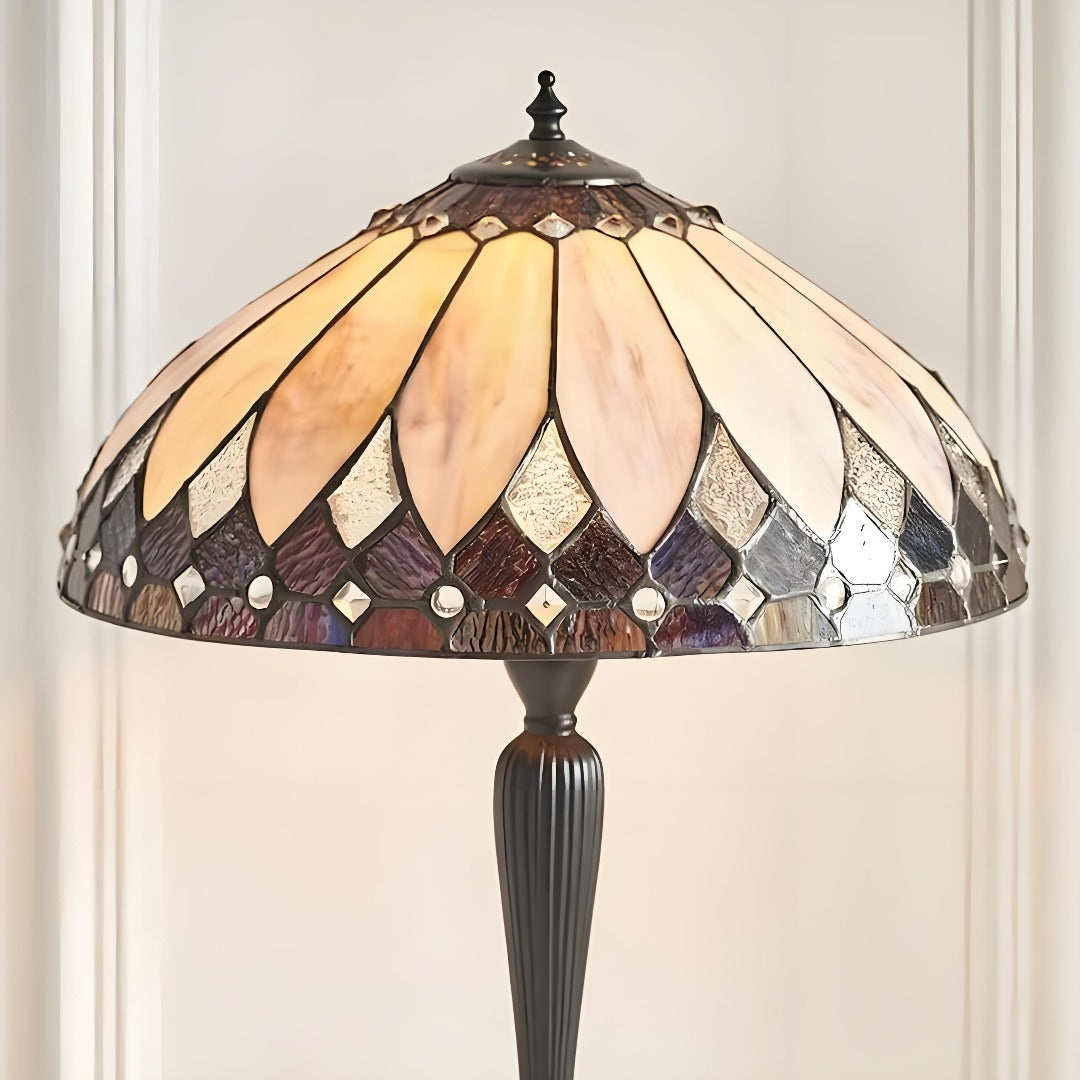 TF Brooklyn Tiffany Lamp Stained Glass Mosaic Table Lamp - Classic Art Deco Style for Living Room