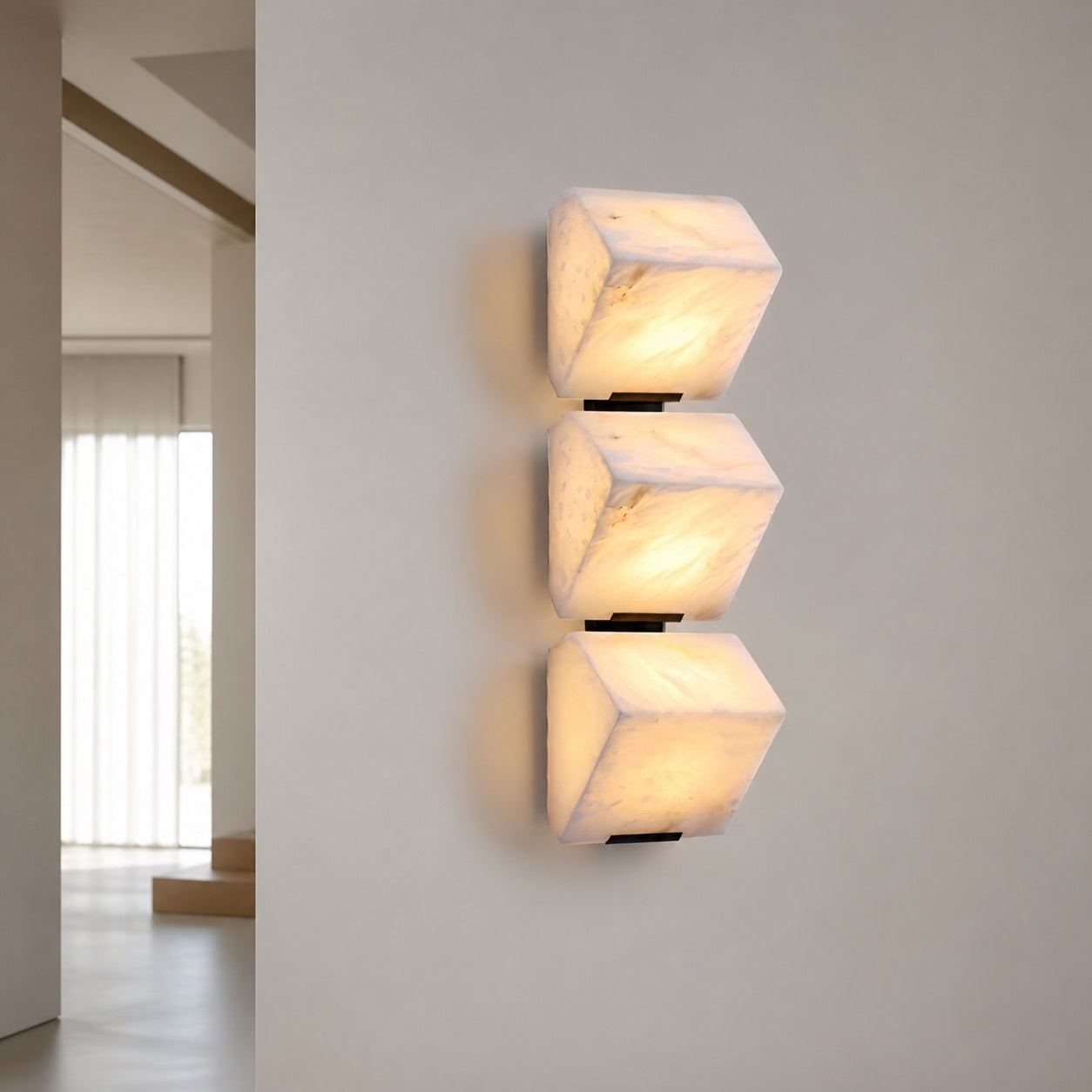 Modern Alabaster Wall Lamp – Minimalist Staircase Sconce for Hallway Corridor Lighting
