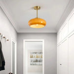 Load image into Gallery viewer, Retro Brass Bauhaus Glass Disc Ceiling Lamp

