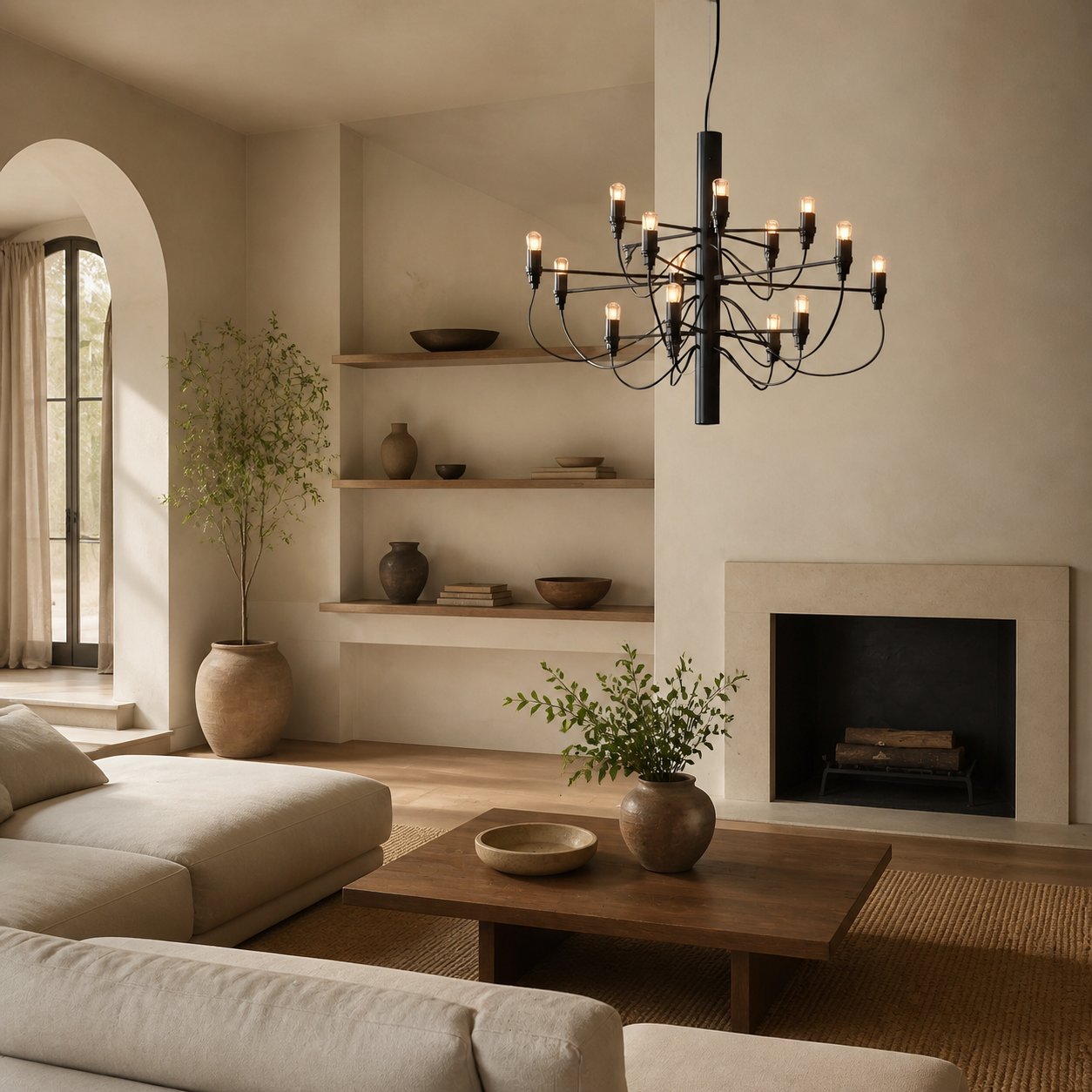 Tendrila Contemporary Multi-Light Chandelier - Industrial-Inspired Design Metal Suspension for Lounges N01