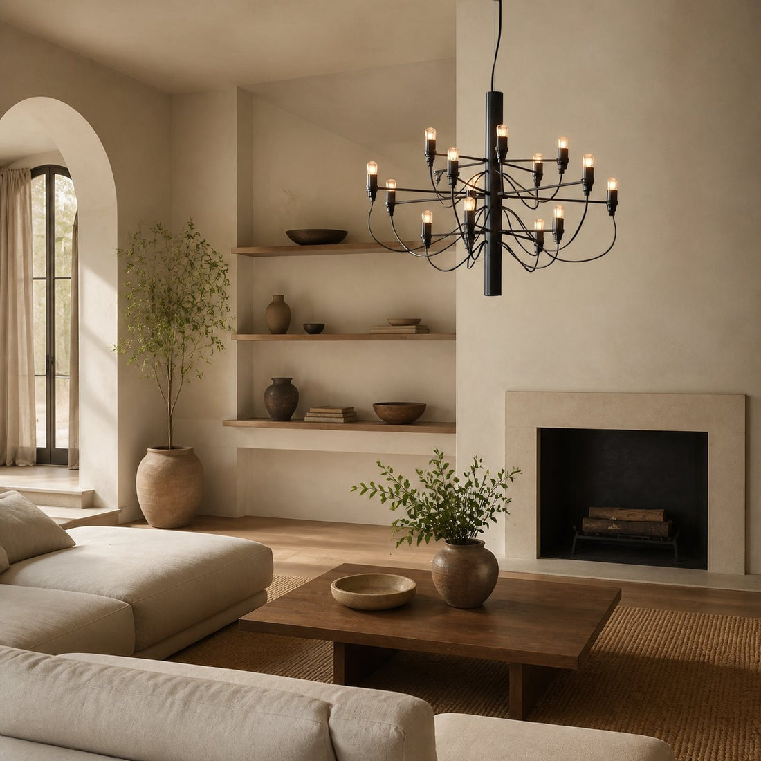 Tendrila Contemporary Multi-Light Chandelier - Industrial-Inspired Design Metal Suspension for Lounges N01
