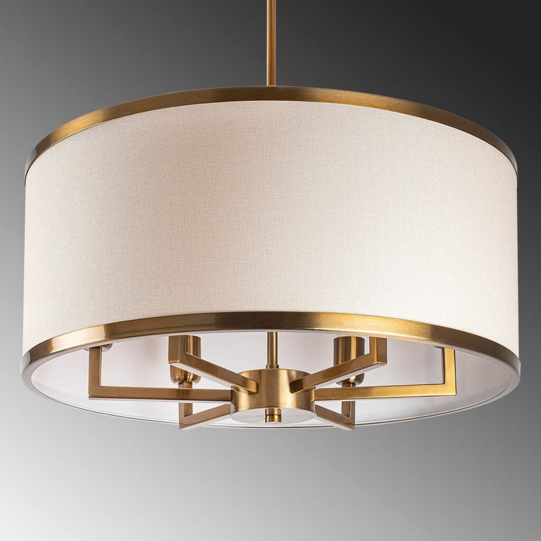 Large Drum Shade Fabric Chandelier For Dining Room