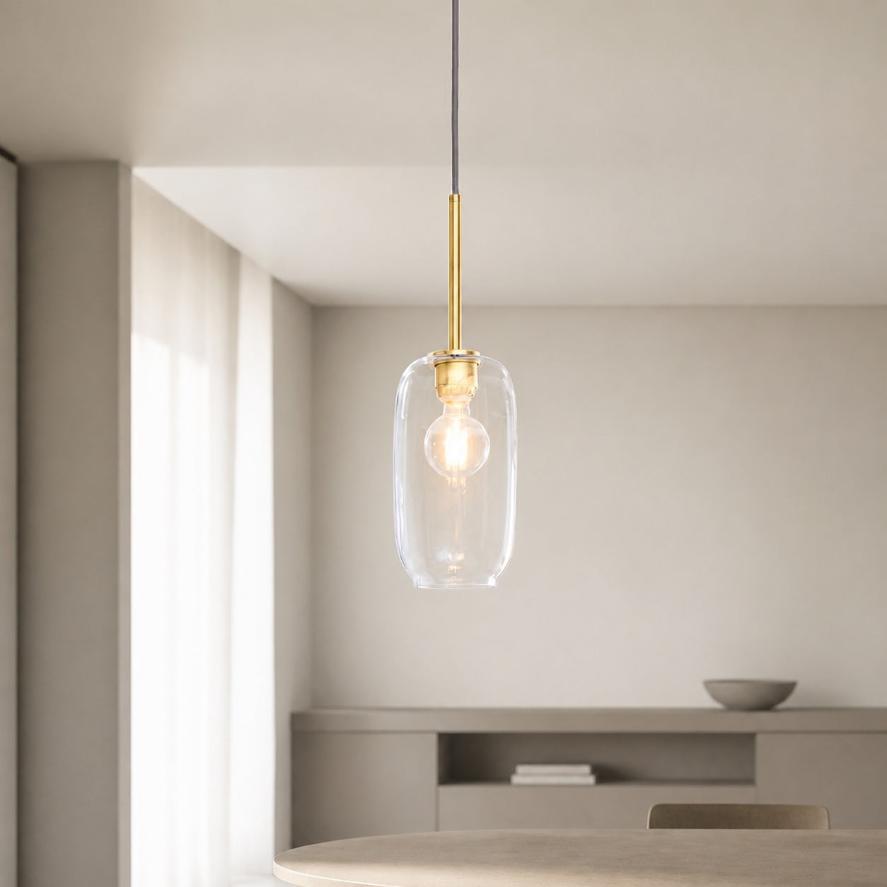 Lumivelle Pebble Pendant Light - Adjustable Glass Shade - Modern Lighting