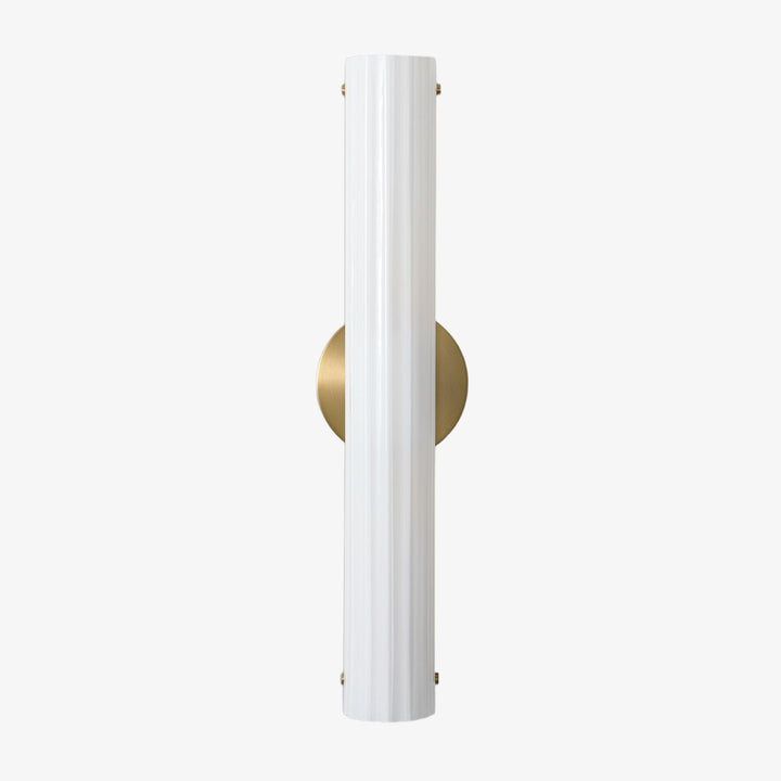 Trenia Steel Wall Sconce with Milky Glass Shade - Vertical Ribbed Design