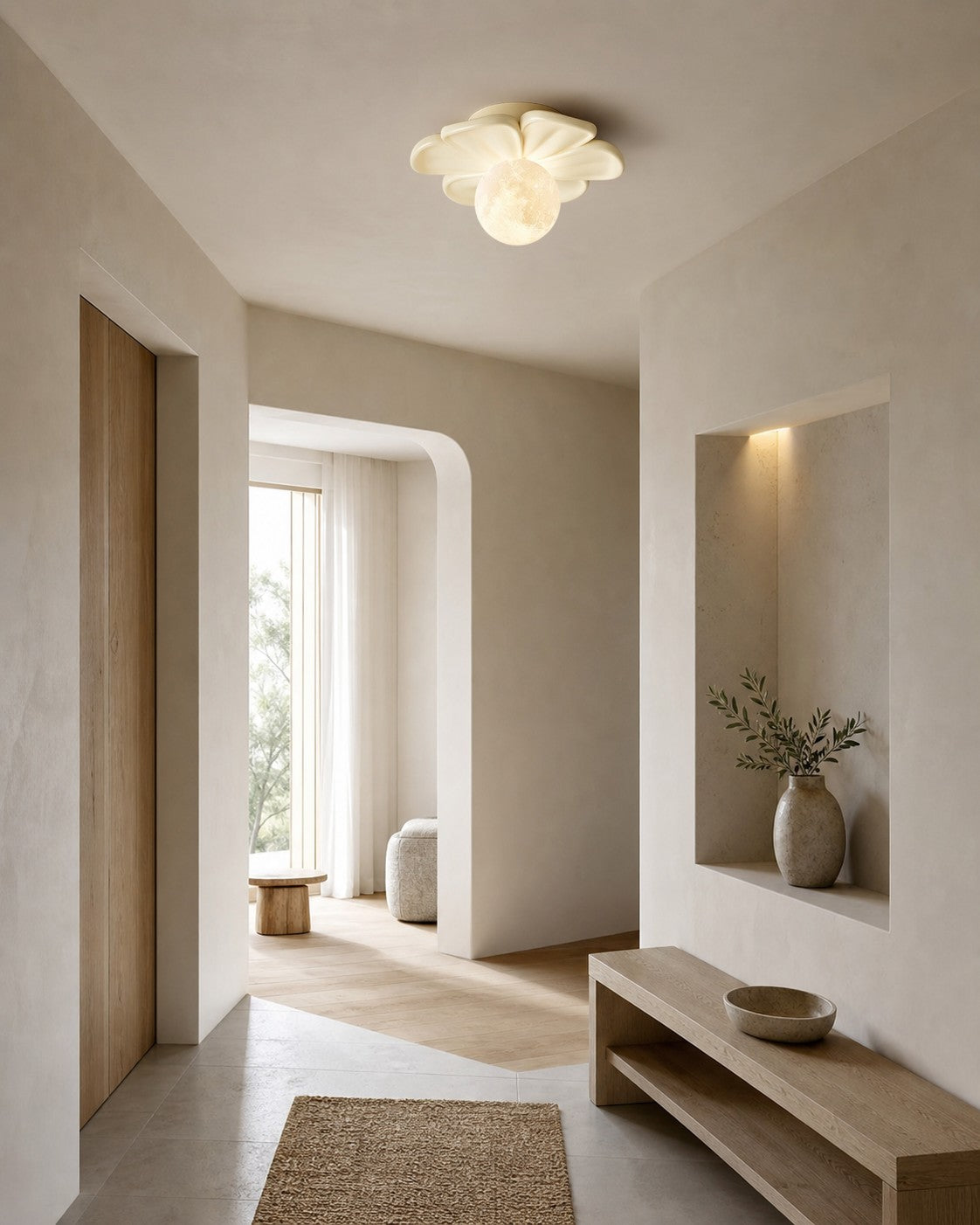 Cream Bloom Flower Ceiling Lamp