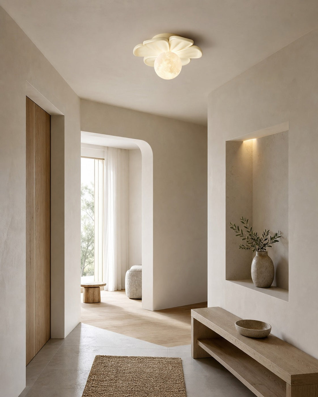 Cream Bloom Flower Ceiling Lamp