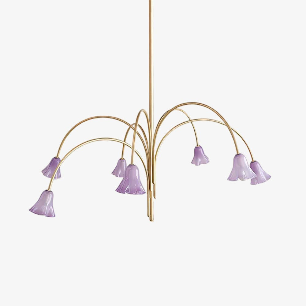 Bellina Modern Romantic Chandelier - Botanical Lily Design with Glass Flowers