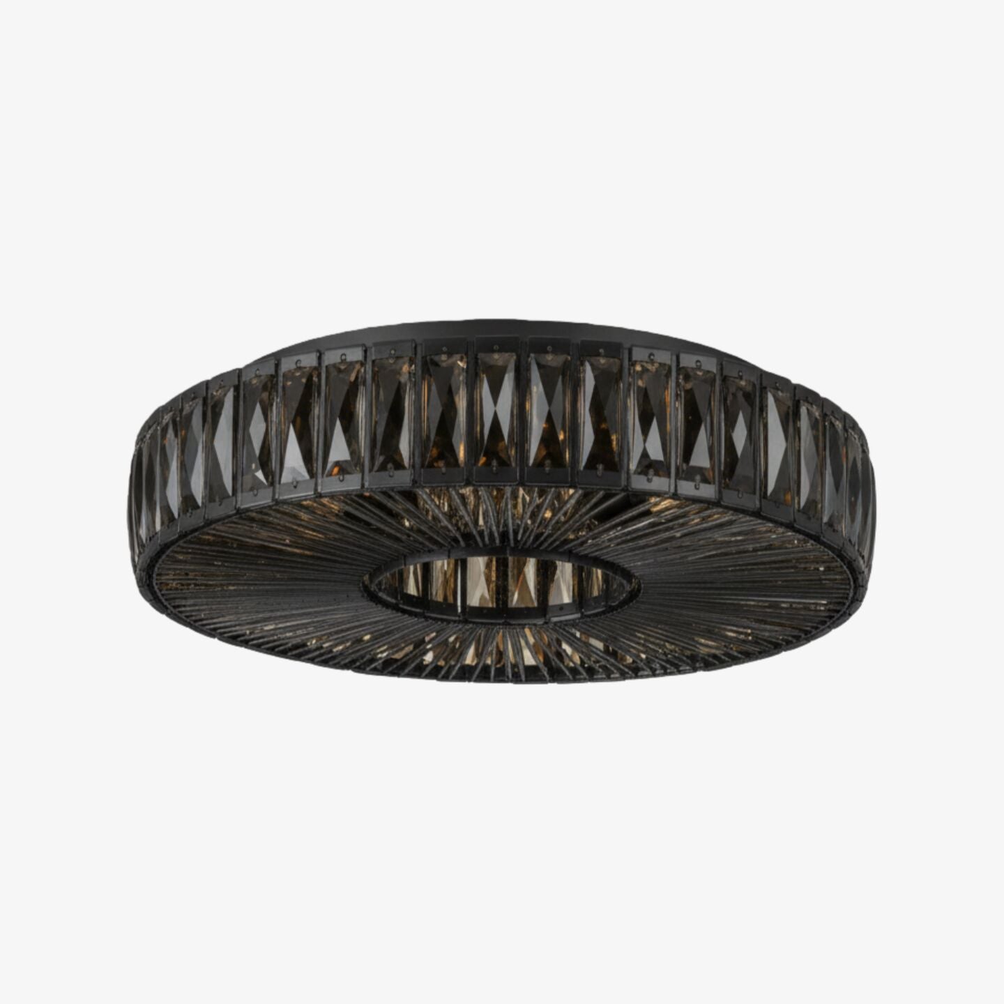 Glomar Glass Round Flush Ceiling Light - Modern Metal Glass Finish Living Areas