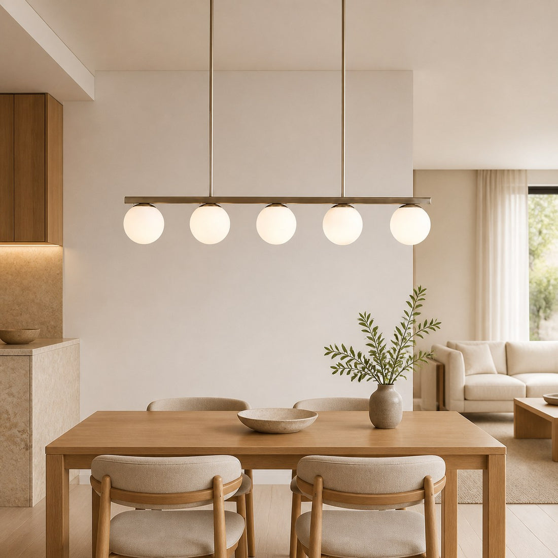 Brelia Round Light Chandelier - Modern Milk Glass Globe Ceiling Light