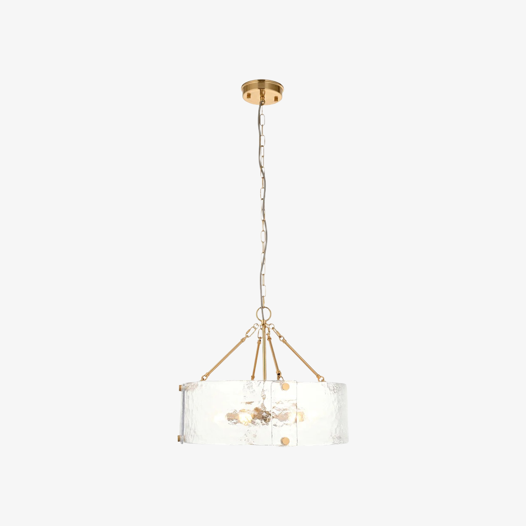 Panellux Decorative Pendant - Handcrafted Curved Glass Panels Brushed Brass Finish for Foyer