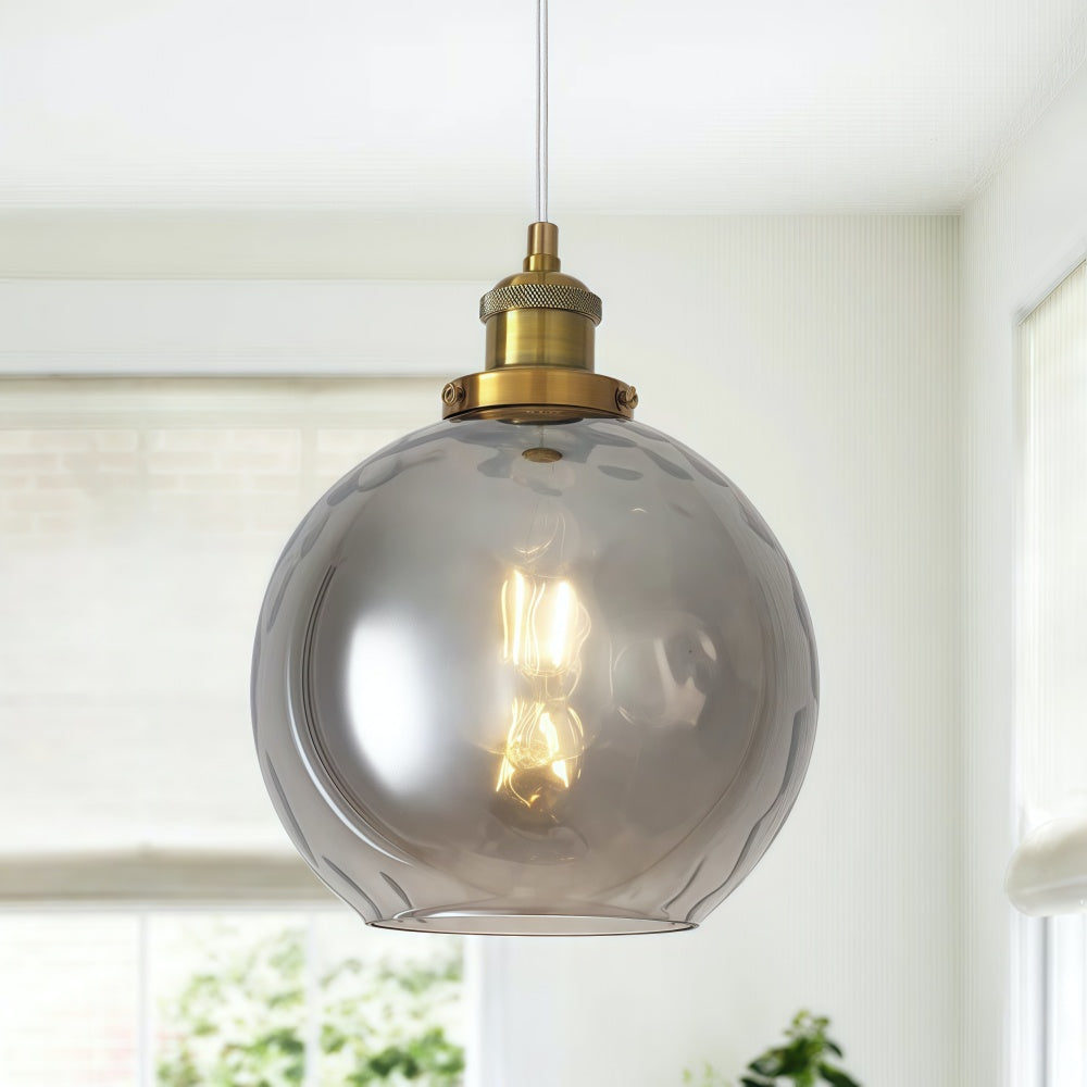 Single Hammered Glass Globe Pendant Light