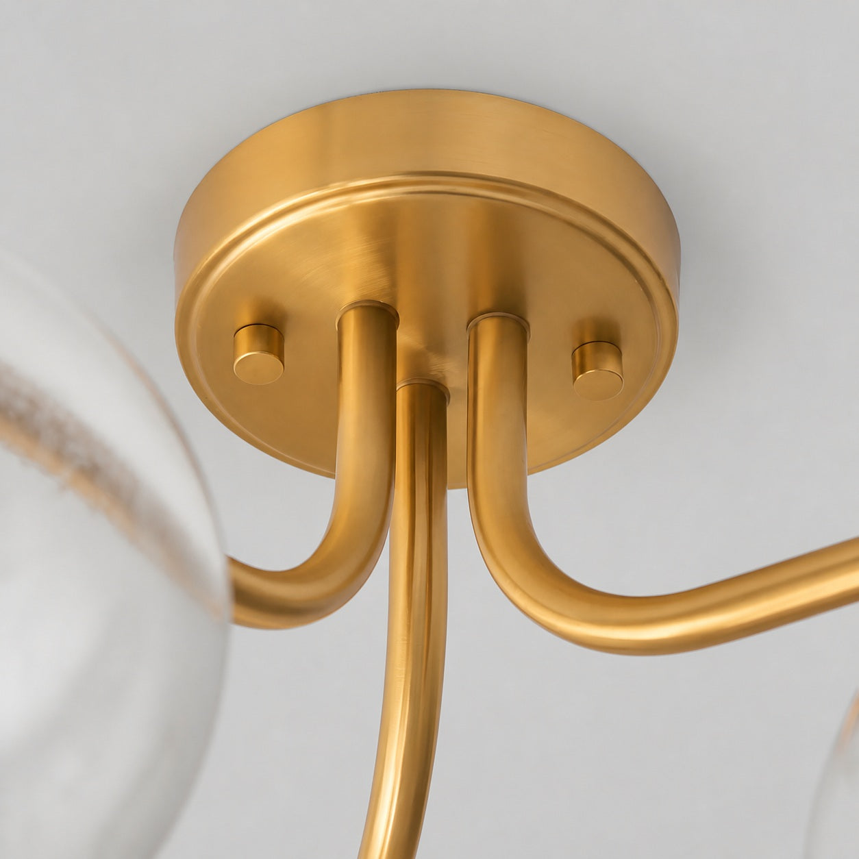 Bublaris Bubble-Glass Semi-Flush Ceiling Light - Curved Brass Arms for Living Room or Hallway