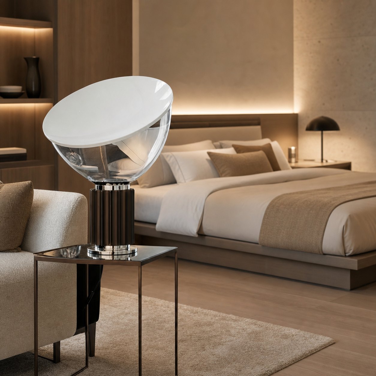 Bowlum Modern Glass Table Lamp - Iconic Bowl Shaped Ambient Light for Living Room N46