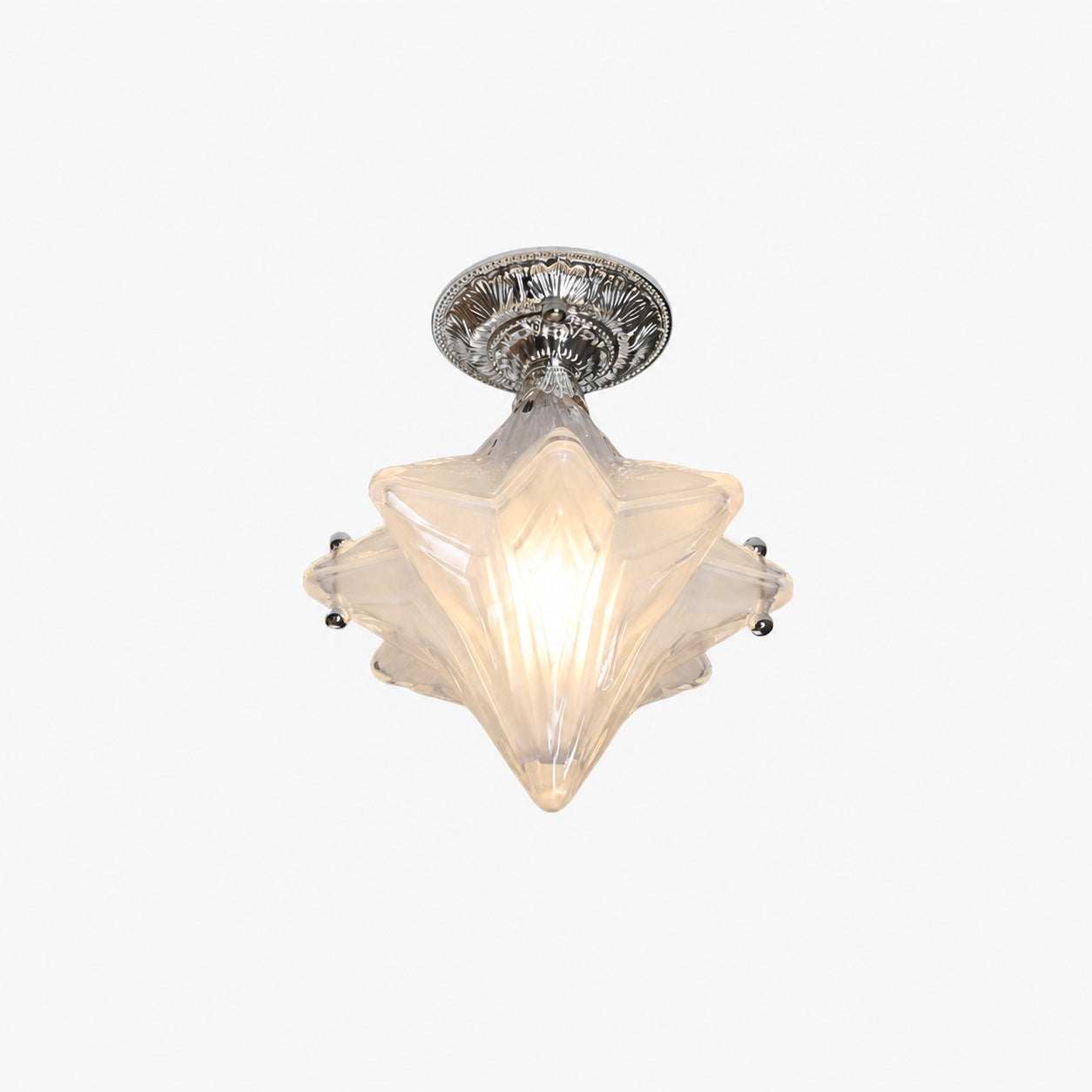 Art Deco Star Ceiling Lamp – Frosted Glass Fixture for Hallway & Entryway – Astris Ceres