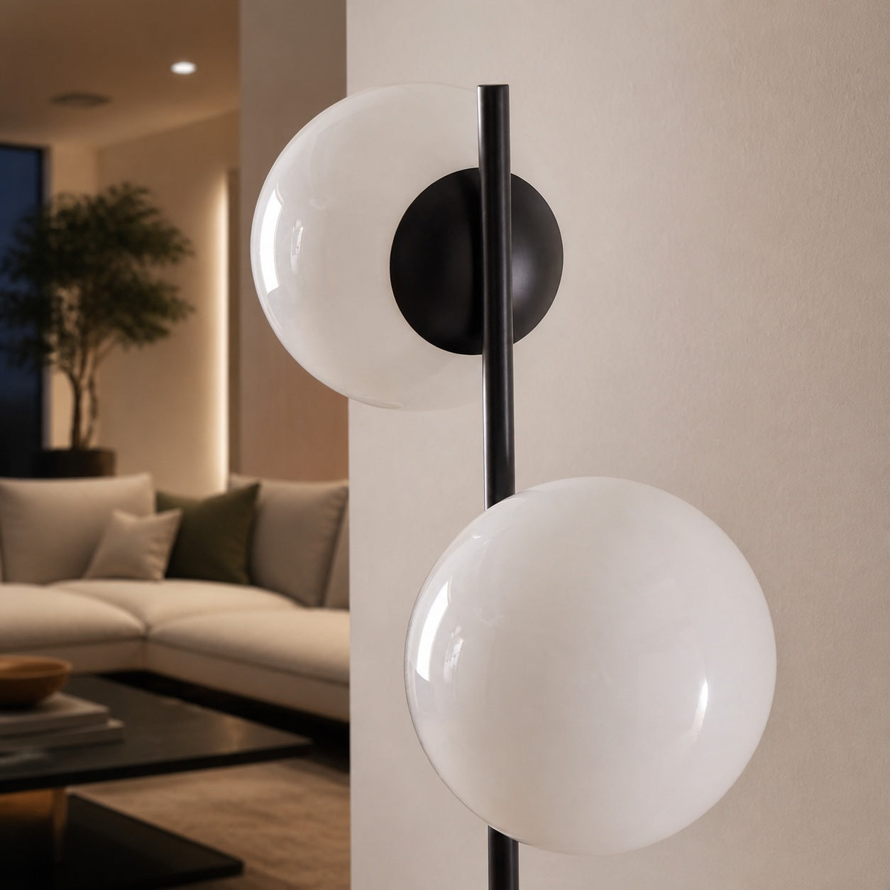 Alessora Sphere Stem Floor Lamp – Metal Frame Marble Base Elegant Lighting