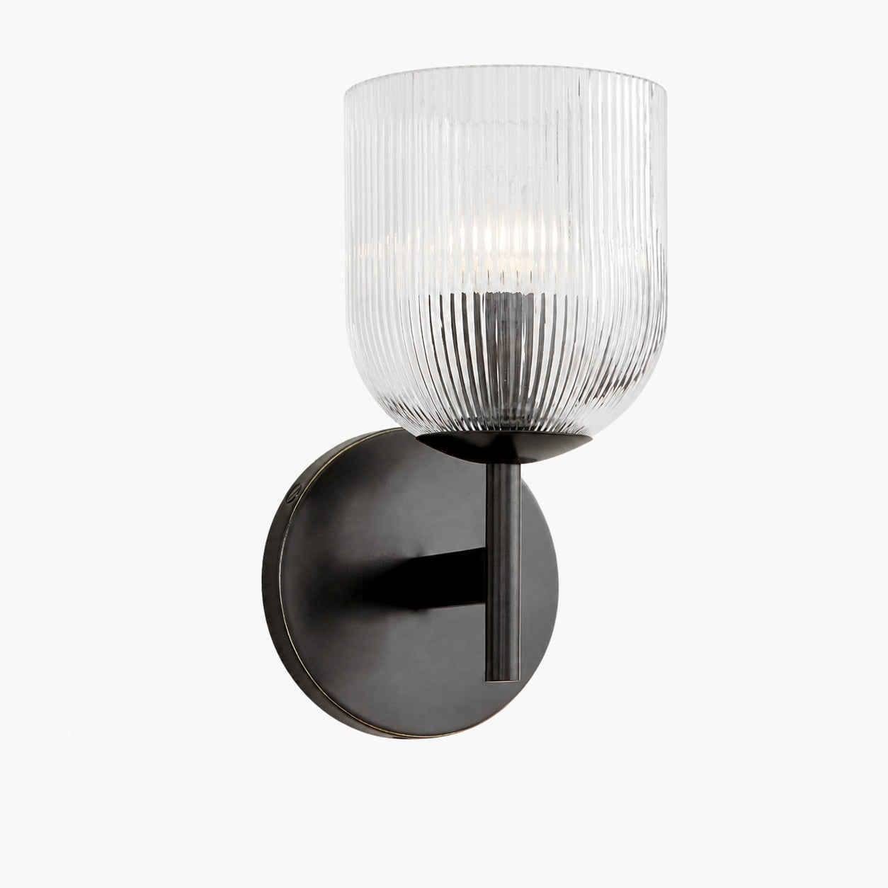 Bravira Ribbed Glass Sconce - Metal Wall Light with Clear Glass Shade