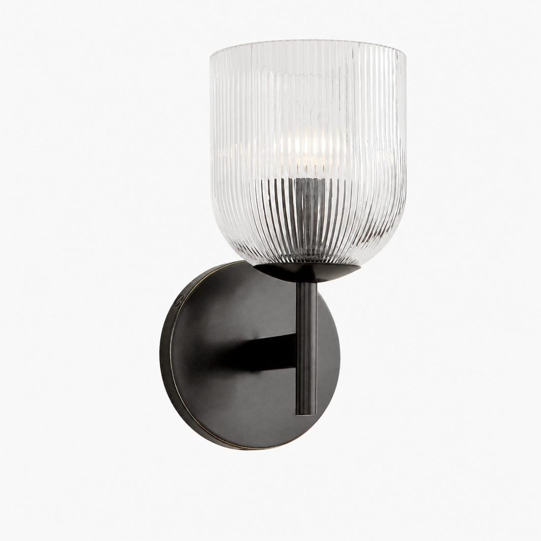 Bravira Ribbed Glass Sconce - Metal Wall Light with Clear Glass Shade
