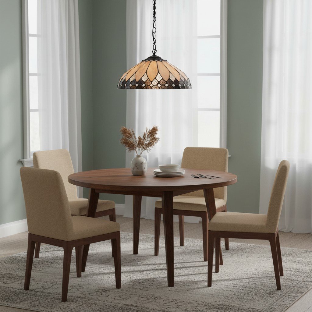 TF Brooklyn Pendant Light – Pendant Light with Geometric Stained Glass Art Deco Style for Dining Rooms