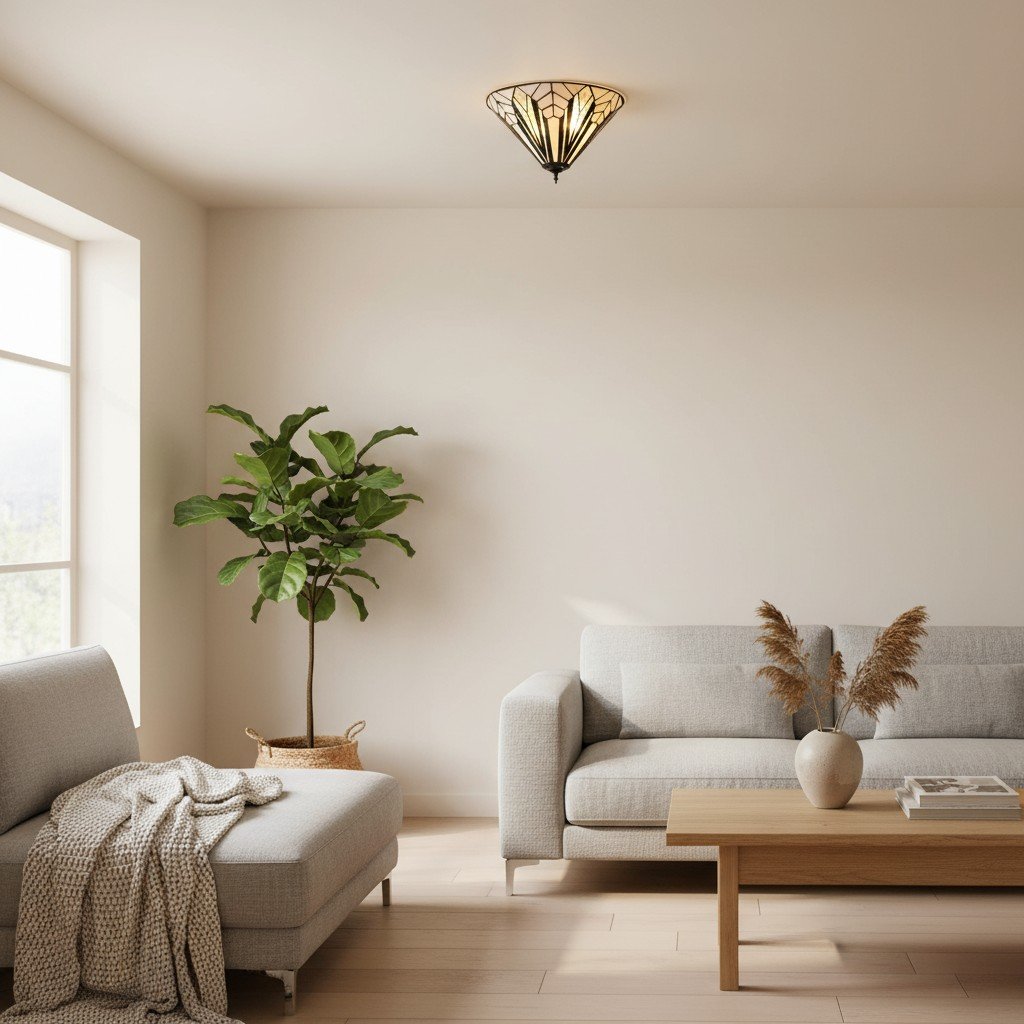 TF Astoria Modern Deco Flush Mount Ceiling Light with Textured Glass – Elegant Home Lighting Fixture