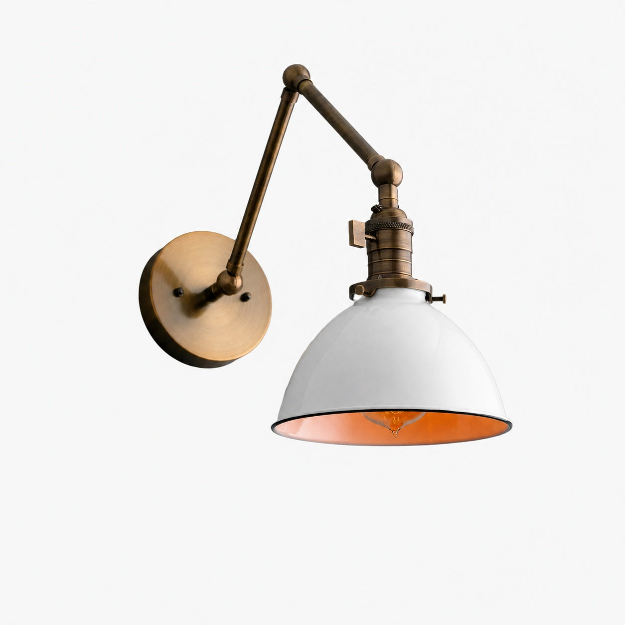 Conique Metal Vintage Industrial Swing Arm Wall Lamp - Adjustable Dome Shade for Study