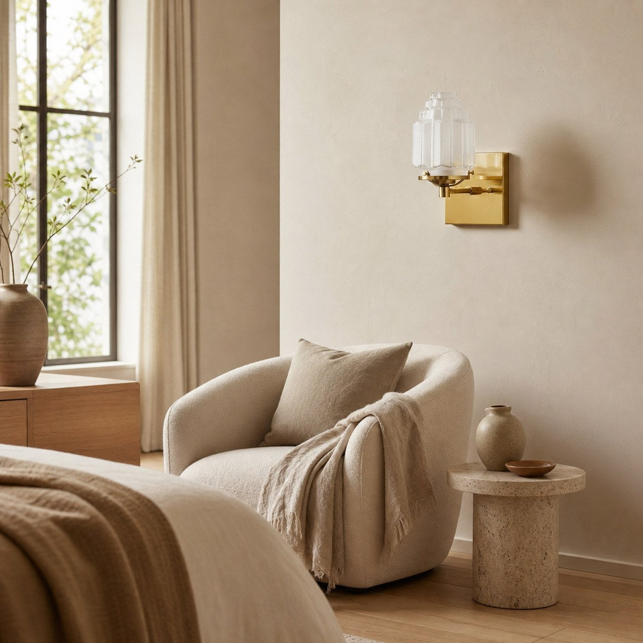 Tierlux Glass Art Deco Wall Sconce - Glass Frosted Globes with Skyscraper Globe
