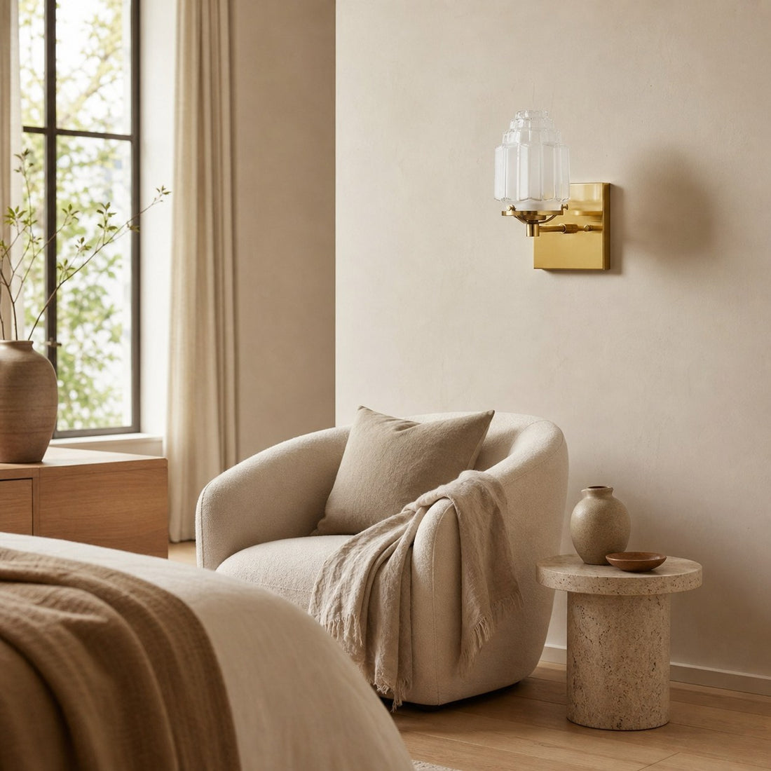 Tierlux Glass Art Deco Wall Sconce - Glass Frosted Globes with Skyscraper Globe