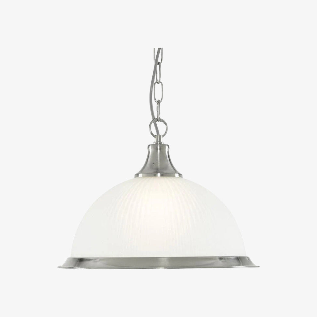 TF Vintora Ribbed Glass Pendant Light – Elegant Metal Trim for Kitchens, Dining Areas and Hallways