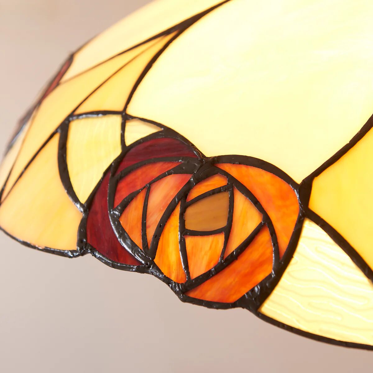 TF Ingram Tiffany Pendant Light – Vintage Handcrafted Stained Glass Floral Shade for Dining Room
