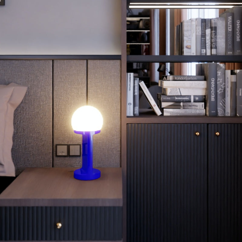 Elegant Ceramic Table Lamp with Blown Glass Shade