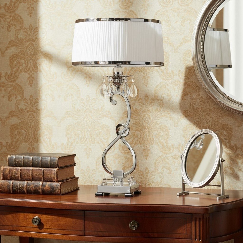 Talonis Decorative Crystal Table Lamp – Curved Metal Style for Home Interiors