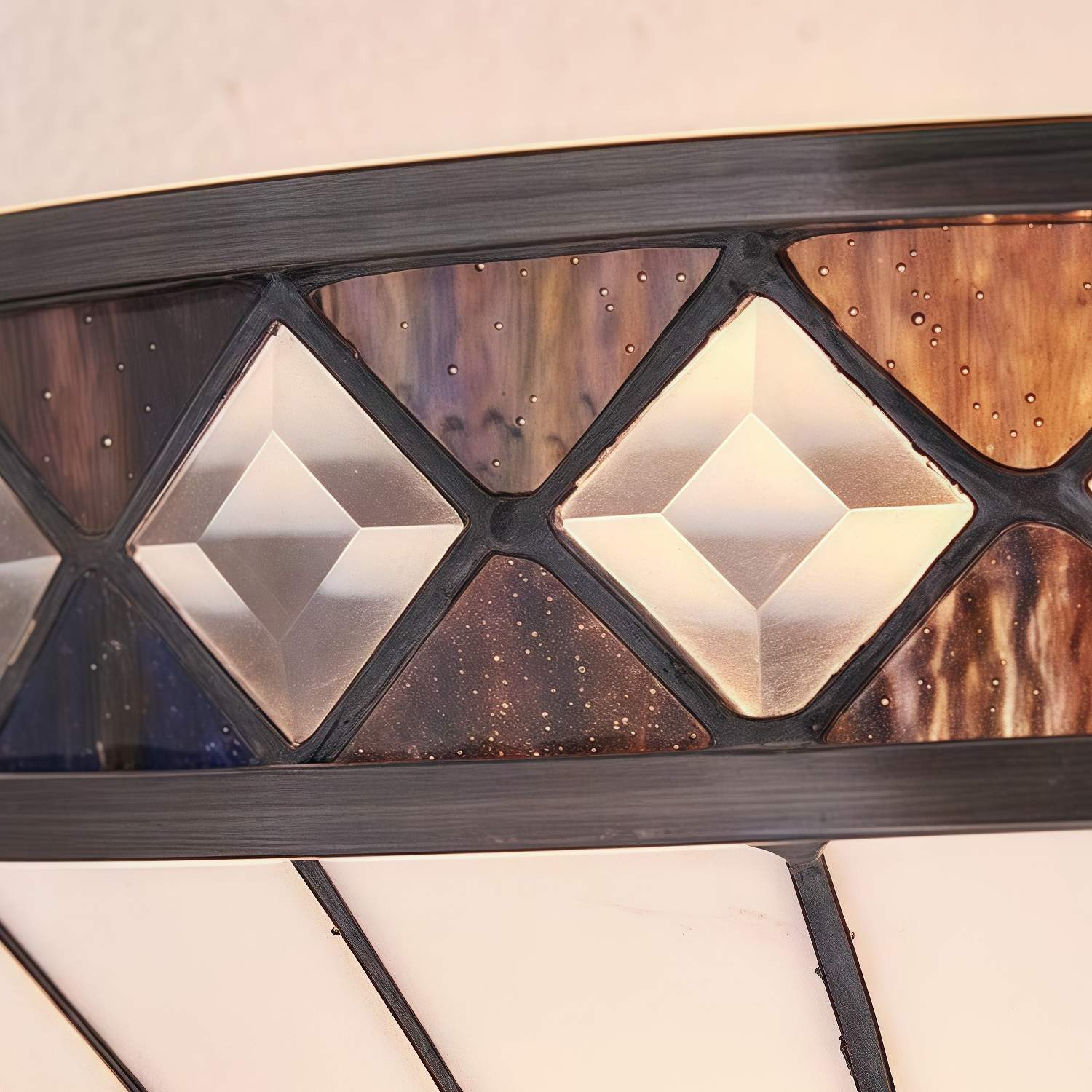 TF Fargo Art Deco Wall Light with Diamond Motif Design  – Glass Wall Sconce for Hallway & Bedroom