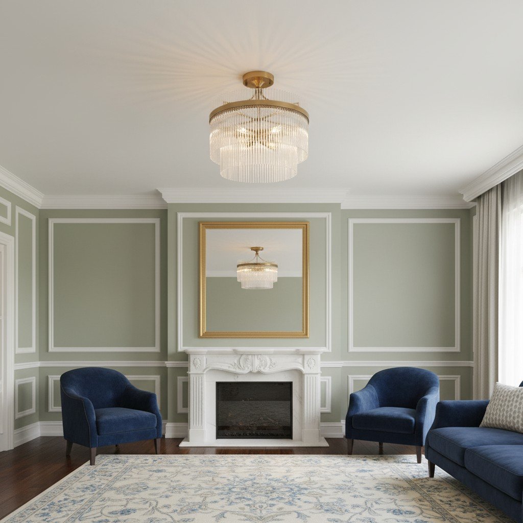 RibGlow Antique Brass 3-Light Ceiling Light with Clear Glass - Hallway or Bedroom