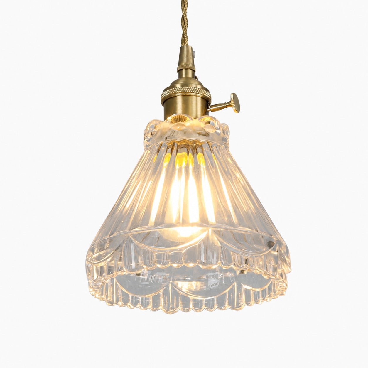 Traditional Japanese Brass Walnut Glass Ceramic Cylinder Conic Flower Bowl 1-Light Pendant Light For Dining Room